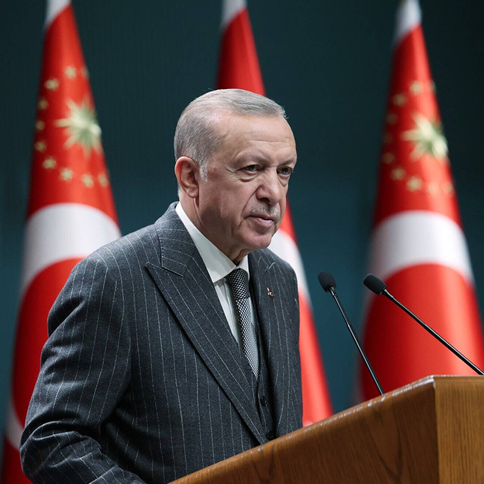 Tayyip Erdogan presents statements after the Cabinet meeting in Ankara Turkish President Recep Tayyip Erdogan presents statements after the Cabinet meeting in Ankara, Turkiye on September 26, 2022.