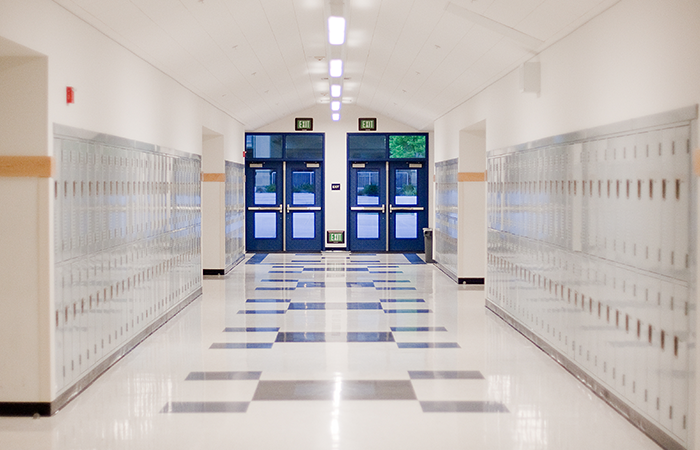 an empty entrance at school